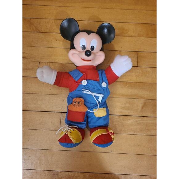 Mickey Mouse Doll 1989 Mattel Disney Learn To Dress Me Doll Vintage 14" Tall - Picture 2 of 16